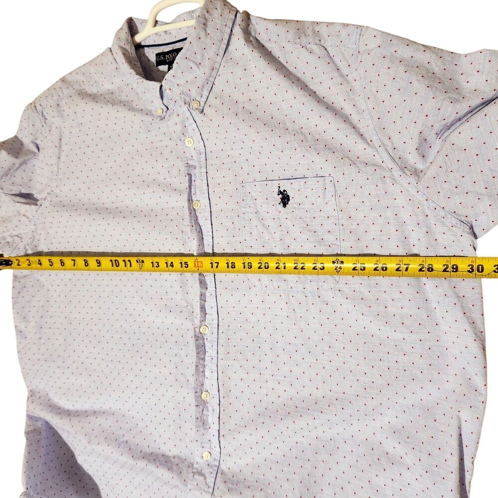 Us Polo assn Mens Shirt Size 2XLT Light Lavender Color With Red Polka Dot - Picture 2 of 10